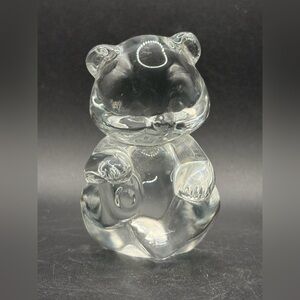 Vintage Clear Art Glass Bear Figure Figurine Paperweight, Collectible Gift